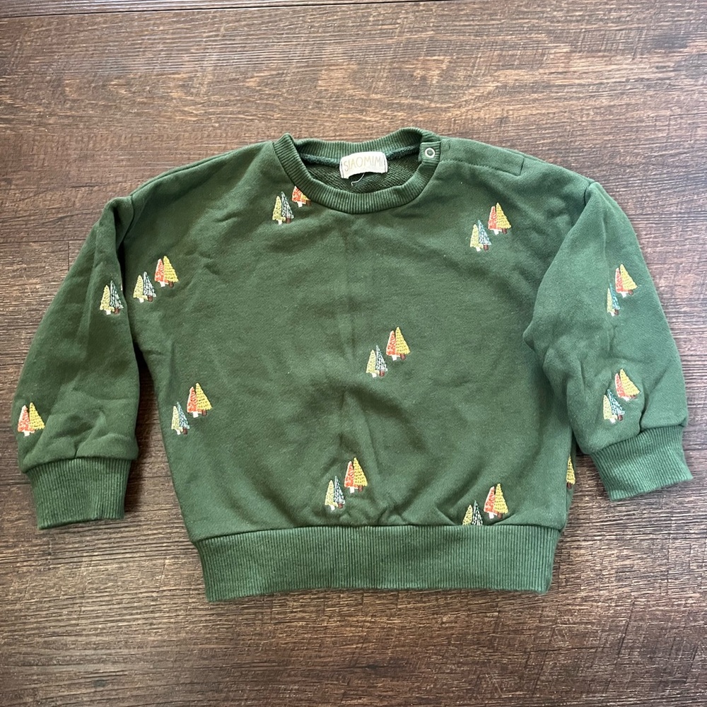Siaomimi Forest Green Kids Sweatshirt with Tree Design